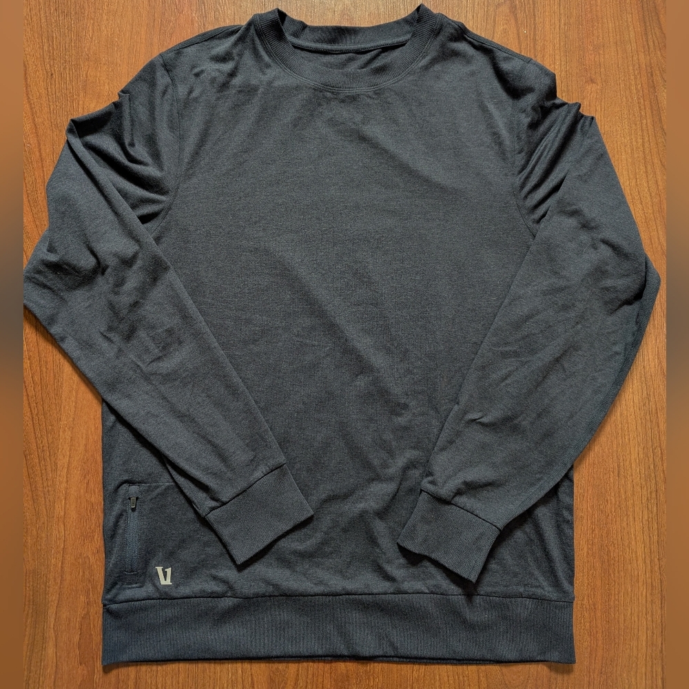 Vuori Ponto Performance Crew Sweatshirt Size L Charcoal Heather DreamKnit V224